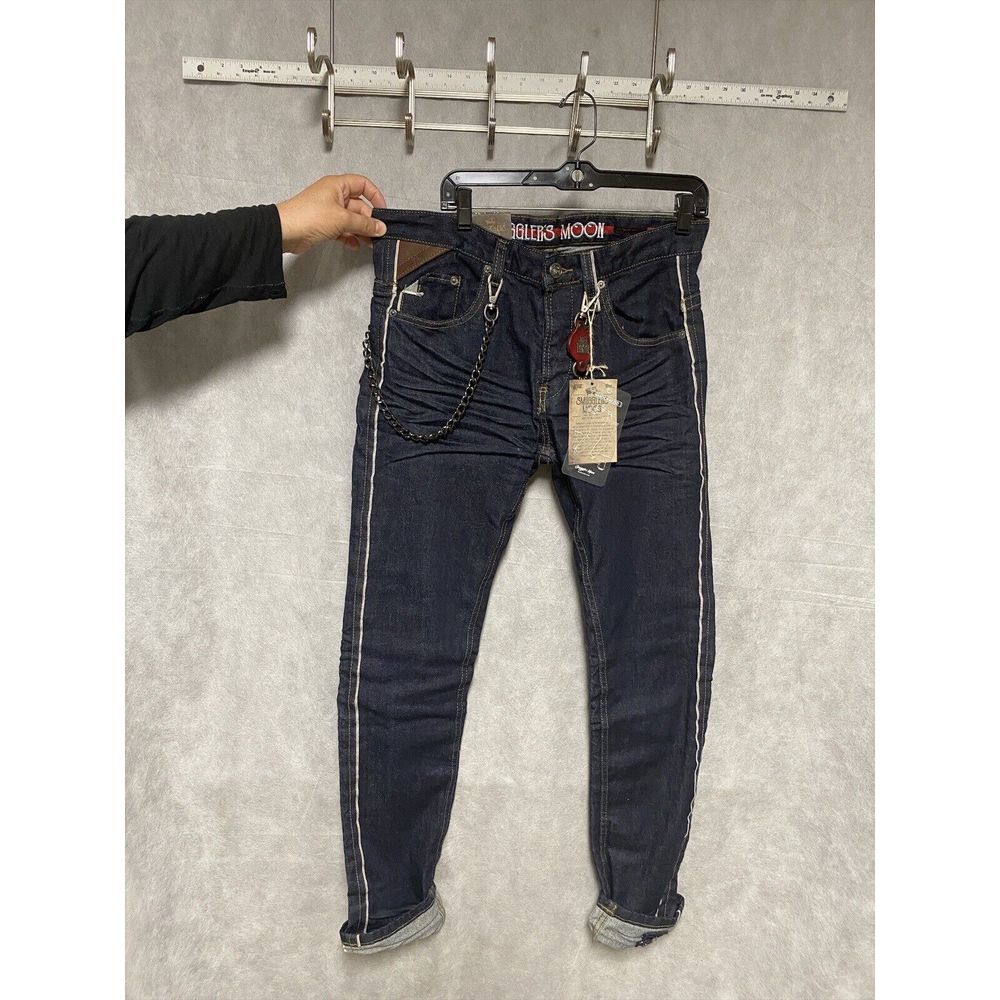 NWT Smugglers Moon Jeans Men 34X34 Selvedge Key Chain Skull Streetwear Grunge‎